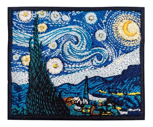 Parche Bordado Noche Estrellada Van Gogh Arte Adherible