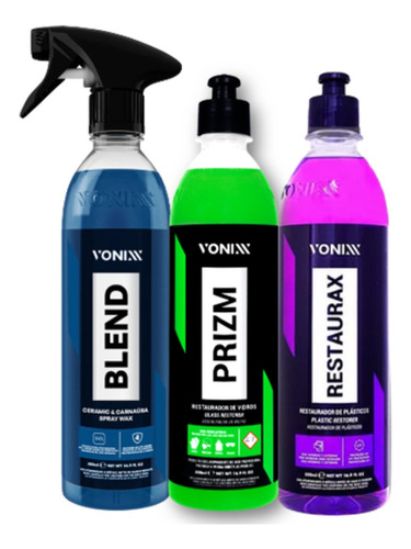 Kit Blend Carnauba Prizm Vidros Restaurax Plasticos Vonixx