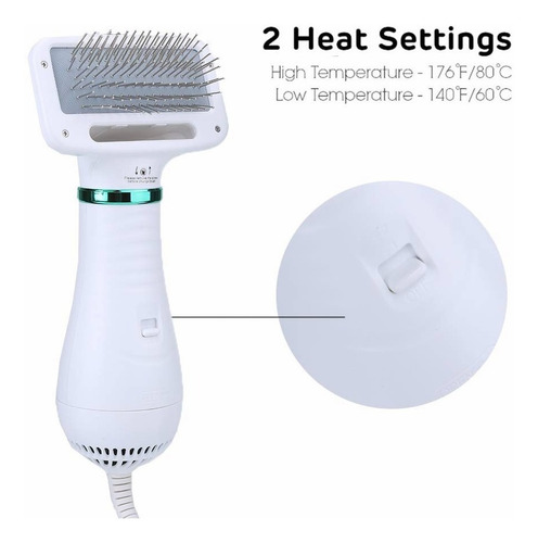 2in1 Pet Grooming Secador De Cabelo Silencioso E Branco
