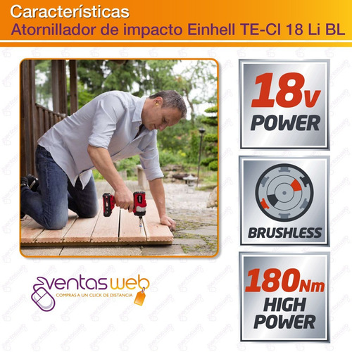 Atornillador De Impacto + Carg Bateria 18v 180 Nm Brushless