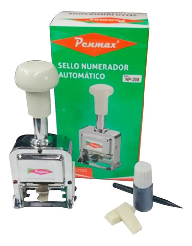 Sello Numerador Automático Penmax Metálico 8 Dígitos Np-208 Exterior Color