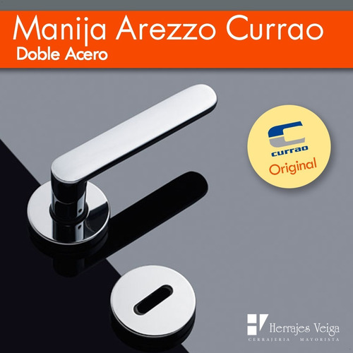 Imagen 5 de 7 de Manija Arezzo Doble Acero Picaporte Currao Puerta Full