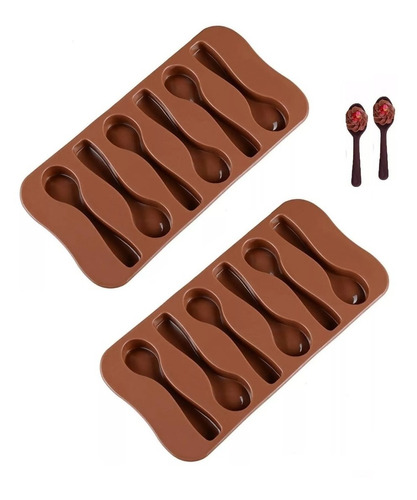 Pack X2 Molde Chocolate Moldes Silicona Chocolate Cucharas
