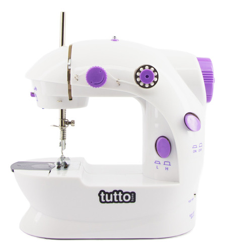 Mini máquina de costura reta Tutto Home MCP-100 portátil branca violeta 110V/220V