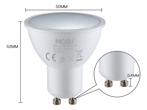 Bombilla Inteligente Wi-fi Gu10 Rgb Que Cambia De Color