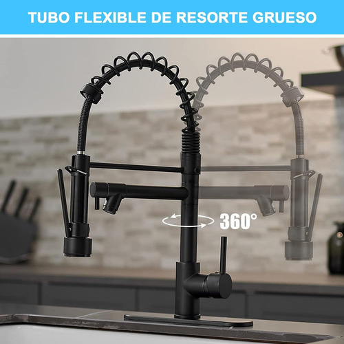 Grifo Monomando Fregadero Llave Mezcladora Tarja Cocina Acabado Mate Color Negro