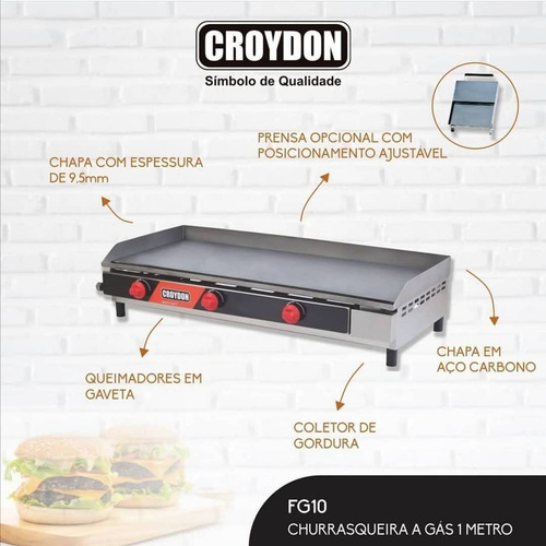 Imagem 5 de 5 de Chapa Churrasqueira Croydon A Gás 1 Metro Profissional