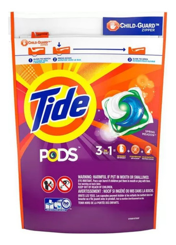 Sabão Para Roupas Tide Pods Spring Meadow 39 Capsulas 3em1