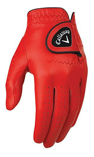 Piel De Callaway Golf Hombres De Opticolor Guante, Rojo, X-l