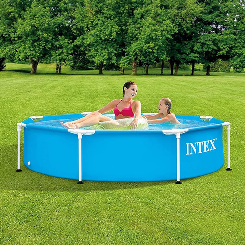 Piscina estructural redonda Intex 28205 con capacidad de 1828 litros de 450cm de largo x 220cm de ancho de 2.44m de diámetro azul diseño mosaico