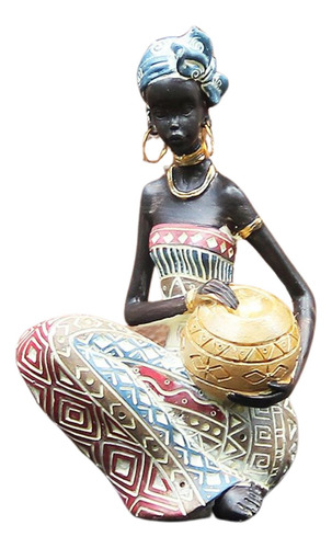 Mulata Africana Sentada Objeto Decorativo Con Dorado