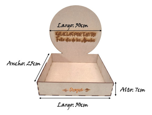 Charolas Día Del Abuelo 7x30x25 Cm Mdf 3mm Sin Armar 2piezas