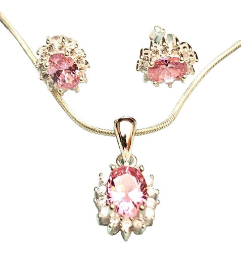 Conjunto Plata 925 Cubic Rosa De Francia Conpl463 Italy Lu 