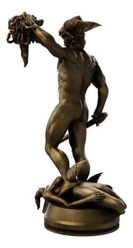 Estátua Perseu Semi Deus Herói Grego - Firenze Cor Cor Ouro Velho