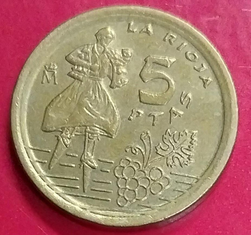 Moeda Espanha 5 Pesetas 1996 Lá Rioja Juan Carlos 1 (13-282) (Usado)