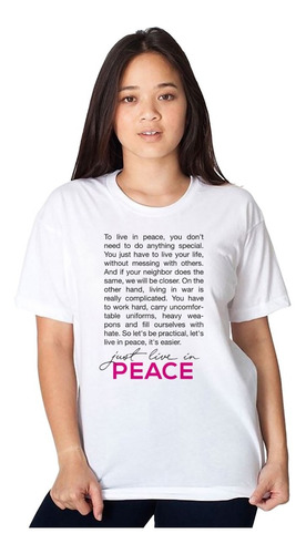 Remera Dama World In Peace - Manifesto - 100% Algodón Peru