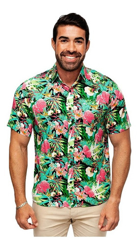 Camisa Havaiana Floral Camiseta Masculina Florida - Pronta!