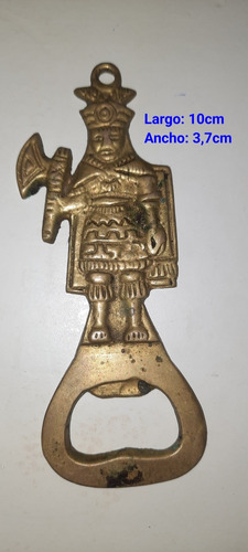 Antiguo Destapador De Bronce Figura De Indio Con Un Hacha