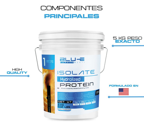Proteína Whey Hidrolizada Isolate Blu-e 5 Kg Varios Sabores Capuchino
