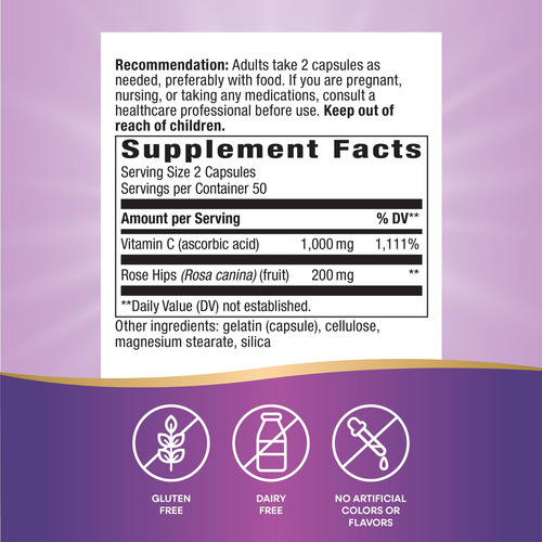Nature's Way Vitamina C Con Escaramujos 1000mg 100 Cápsulas