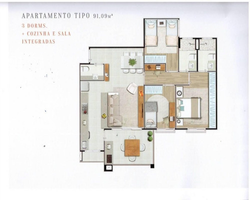 Imagem 2 de 4 de Noville Residencial Aptos 91m2 A 109m2 3 Dorms Varanda Gourmet 1 Suíte 2 Vagas,lazer Completo - 2940840853 - 34703035