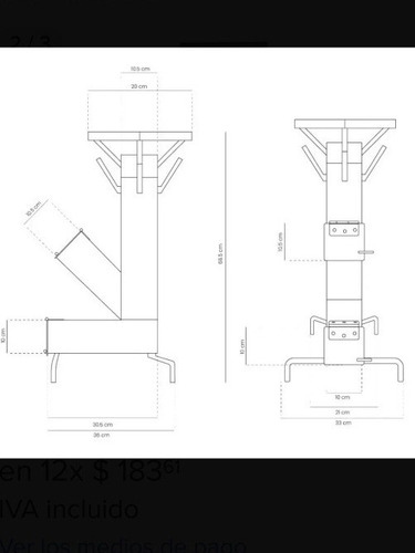 Imagen 10 de 10 de Estufa Rocket Con Parrilla Desmontable