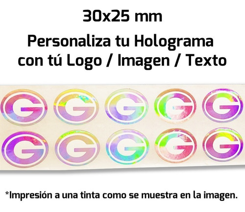 1000 Hologramas Ovalados 30x25 Mm Logo Texto Numero Serie