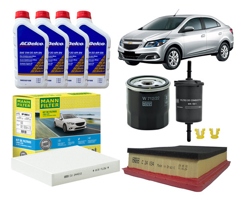 Kit Troca De Oleo Motor 5w30 Prisma Lt 2009 2010 1.0 Novo