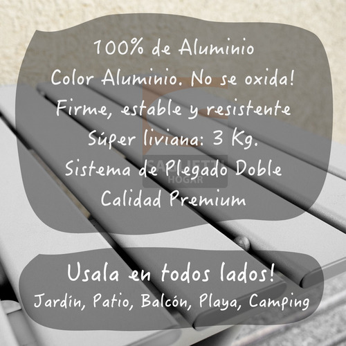 Imagen 4 de 10 de Silla Plegable 100% Aluminio Balcon Camping Calidad Premium