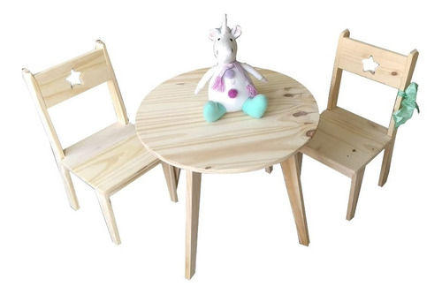 Imagen 1 de 7 de Sillita Sillas Para Nenes En Pino Mas Mesa Obsequio