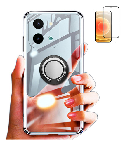 Funda Para Vivo Y28 Transparente Anillo+mica