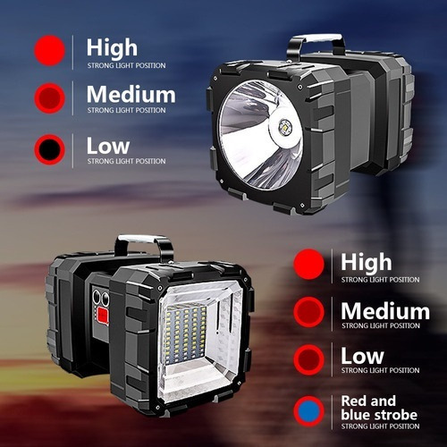 Lanterna Refletora L2+led Superpotente E Recarregável W844