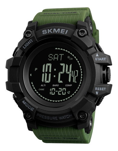 Reloj pulsera digital Skmei 1358 con correa de poliuretano color verde - fondo negro