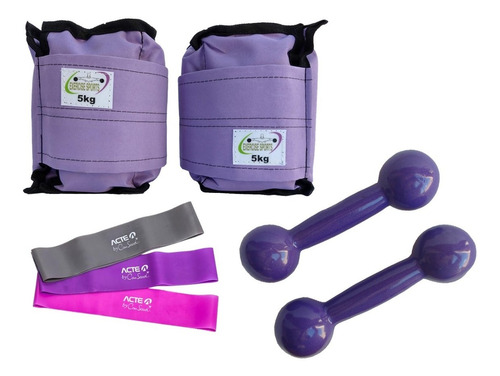 Kit Halteres 3kg + Tornozeleira 5kg + Mini Band,