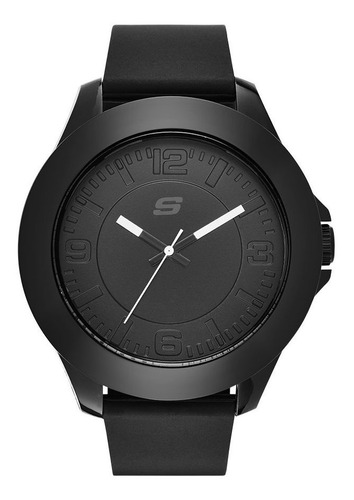 Reloj Hombre Skechers Sr5008 Cuarzo Pulso Negro En Silicona