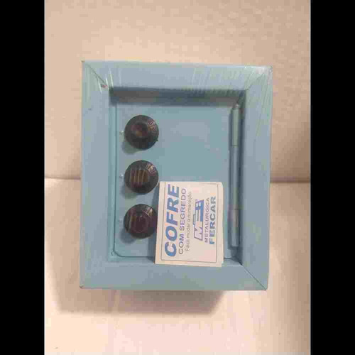 Mini Cofre Azul Bebe Nota Moedas Cédula Fercar Usado Em Aço