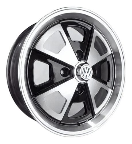 Rodas Porsche 914 P/ Fusca Aro 15x6 4x130 + Bicos Cor Preto Com Diamantado