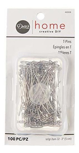 Dritz 44008 Acero Enchapado En Níquel T-pins, 100-pack.