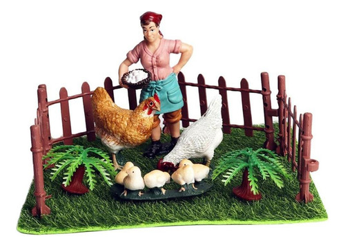 Microadorno En Miniatura Con Diseño De Gallinas De Granja