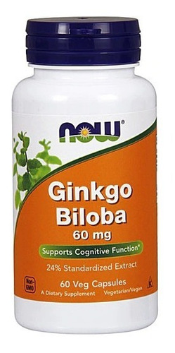 Ginkgo Biloba Ayuda Salud De Cerebro 60 Mg 60 Cápsulas Now 