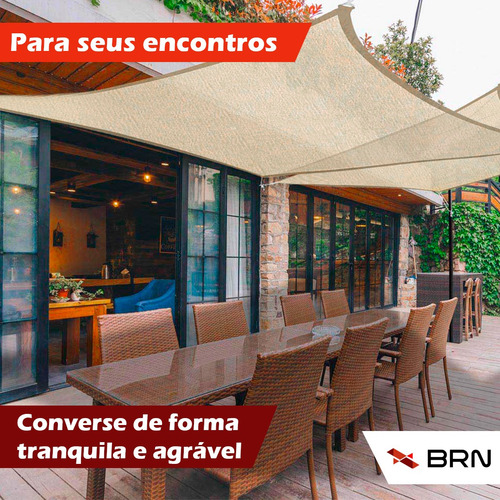 Tela Toldo Sombreamento 90 Cor Areia 4,5x3m + Kit Instalação