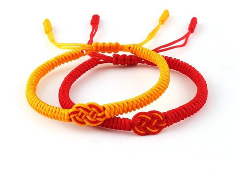 Par Pulseras Nudo Tibetano Infinito Hilo Parejas B019 Suerte