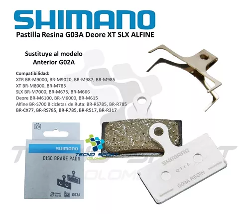 Shimano Pastillas de Freno Shimano G03S Resina - Deore XT / SLX / Alfine -  Tienda de Bicicletas, Atencion 24/7, Envios todo Chile