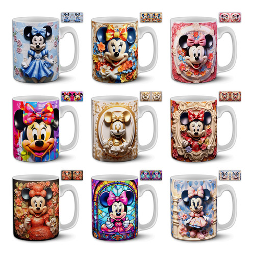 Plantillas Sublimar Tazas Minie Mouse 3d Y Vitrales +previas