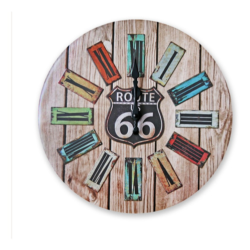 Reloj De Pared Vintage 33 Cm Ruta 66 - Re3652