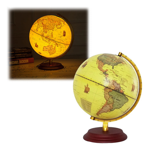 World Globe Rotating Map Earth 2 En 1, Modo Nocturno