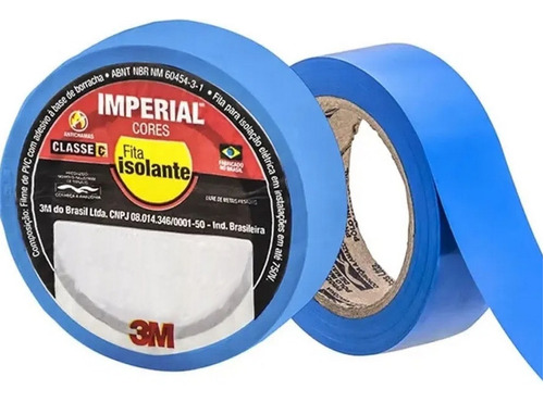 Kit C/ 10 Fita Isolante Imperial Azul 18mm X 20m 3m