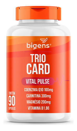 Trio Card Vital Pulse: Coenzima Q10, L-Carnitina, Magnésio, Vitaminas B1 e B6 (Fórmula Sinatra) - 90 Cápsulas | Bigens