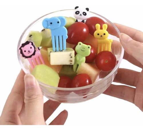 Set Mini Tenedor De Frutas Para Niños Diseño Animales Color
