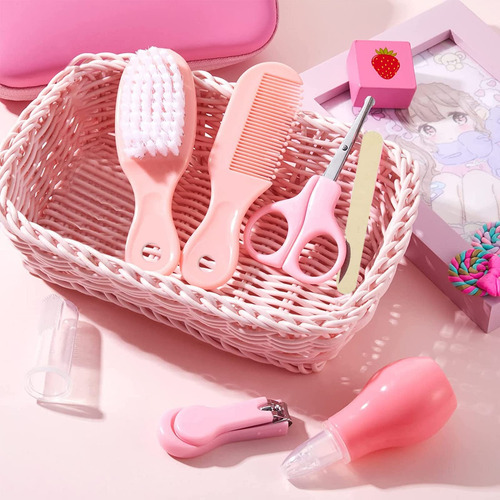 20pcs Kit De Cuidado De Bebe Higiene Termómetros Uñas Rosa